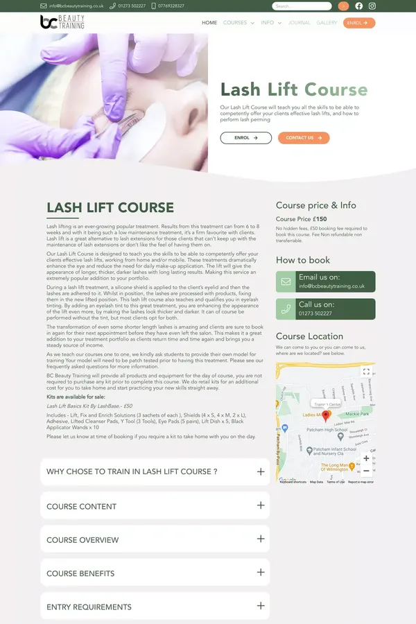 Lash Lift Course | Lash Lift Training Course in Brighton | BC Beauty Training - website design inspiration
