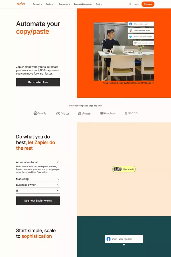 Zapier | Automation that moves you forward - Landing design inspiration