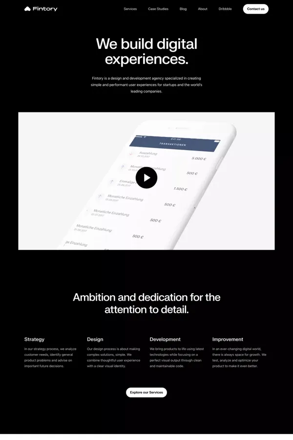 Fintory Digital Agency: UX/UI Design & Web Design - Portfolio design inspiration