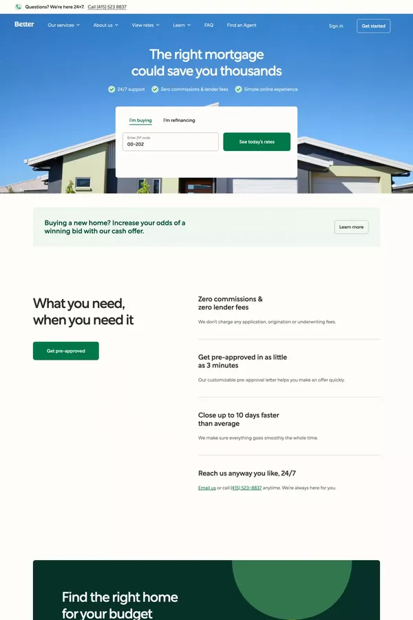 Better Mortgage | Simple, Online Mortgage - Landing design inspiration