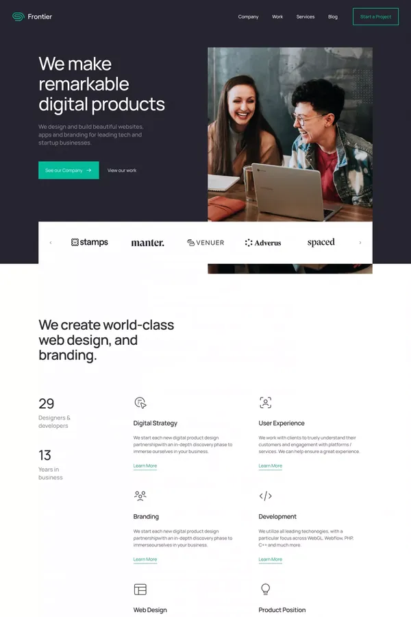 Frontier - Webflow HTML Website Template - Template design inspiration