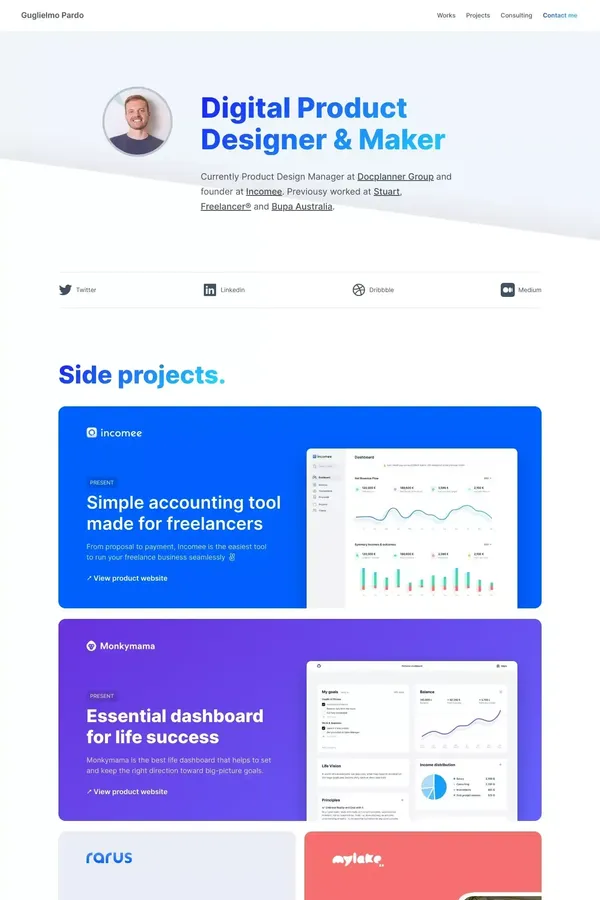 Guglielmo Pardo - Product Designer - Portfolio design inspiration