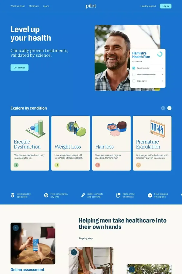 Pilot - Men's Health Treatments Online - Landing design inspiration