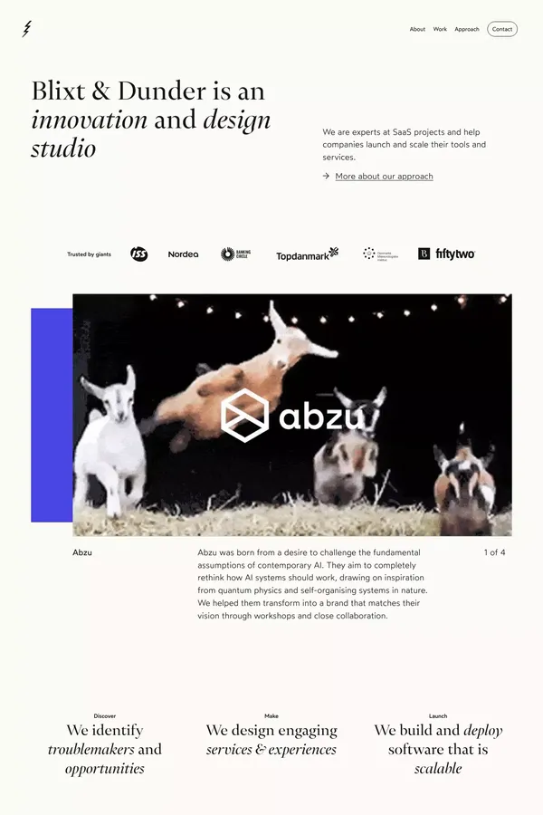 Blixt & Dunder - Design-driven user experience and innovation - Portfolio design inspiration