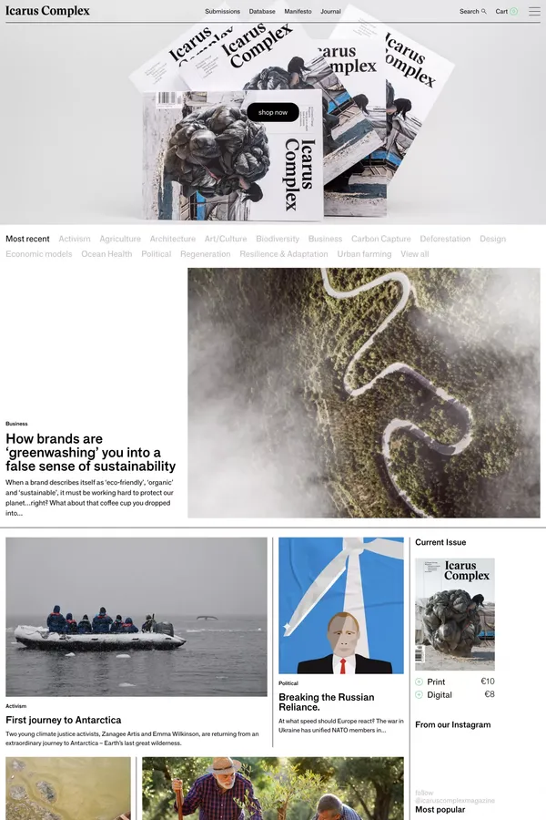 Homepage - Icarus Complex - Blog design inspiration