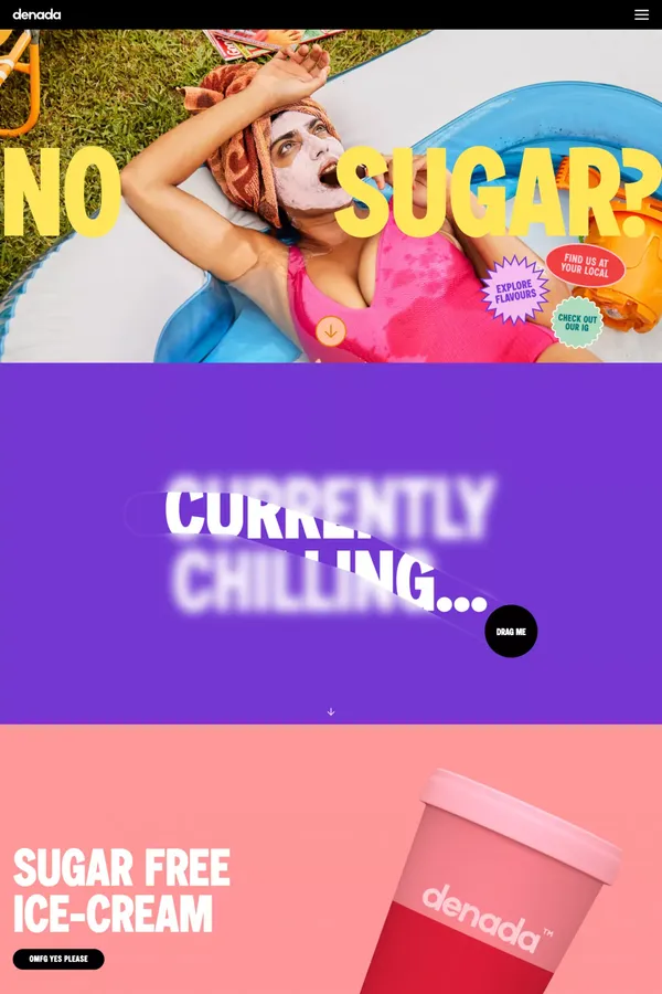 Denada Sugar Free Ice Cream | Because Everyone Needs Dessert | Denada - Landing design inspiration
