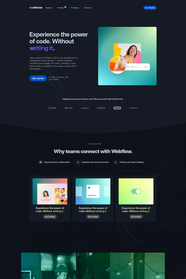 Codebase – Webflow HTML website template - Template design inspiration