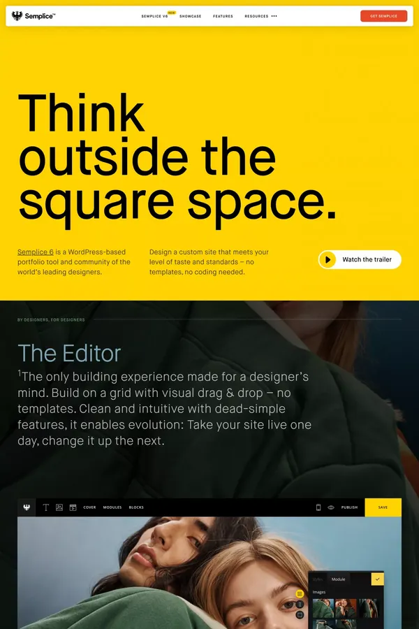 Semplice 6 — Build your portfolio with pride - Landing design inspiration