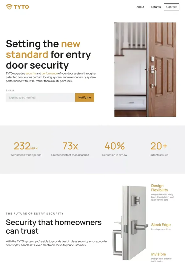 TYTO Lock System - Landing design inspiration