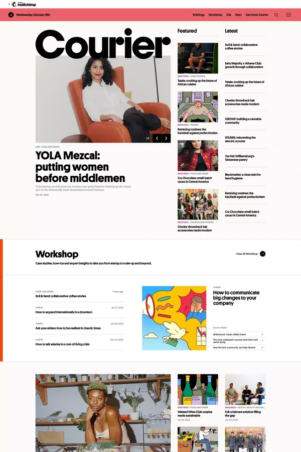 Courier: how to work better and live smarter - Blog design inspiration