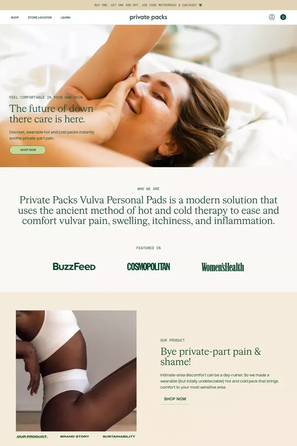 Private Packs: Hot and Cold Therapy Pads for your Privates - Ecommerce design inspiration