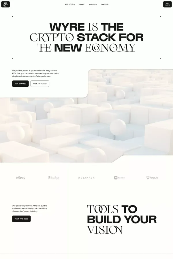 Wyre | The Crypto Stack for the New Economy - Landing design inspiration
