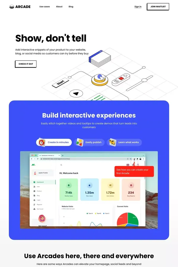 Arcade | Create Interactive Product Demos - Landing design inspiration