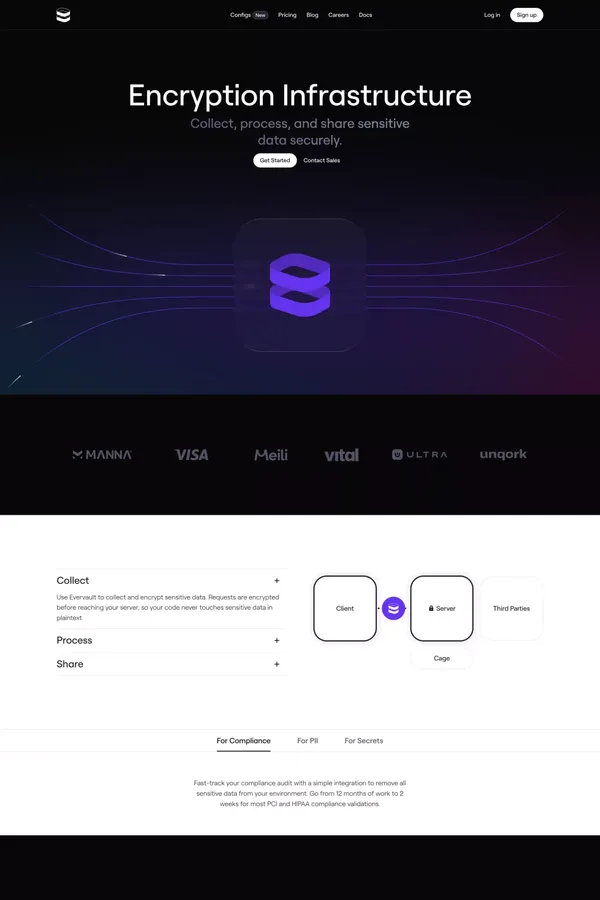 Encryption Infrastructure — Evervault - Landing design inspiration