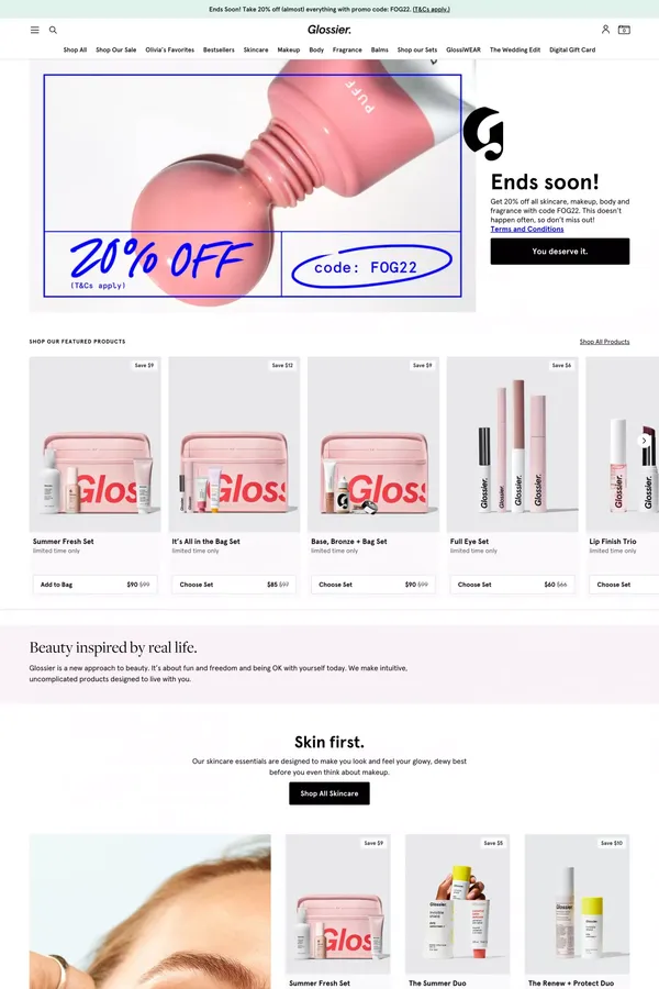 Glossier | Skincare & Beauty Products Inspired by Real Life - Ecommerce design inspiration