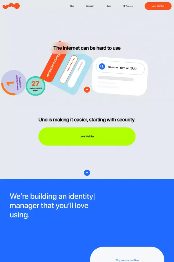 Uno - Landing design inspiration