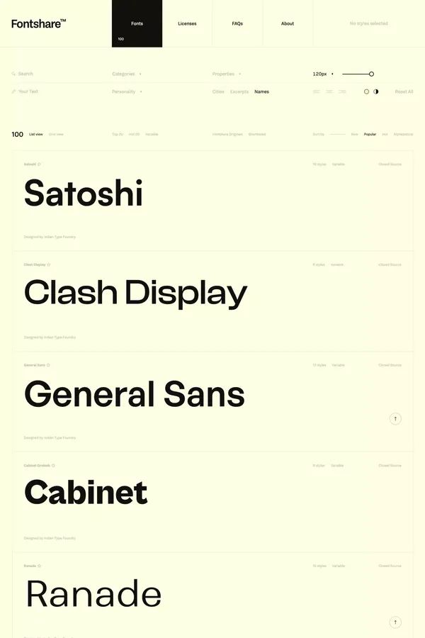 Fontshare: Quality Fonts. Free. - Other design inspiration