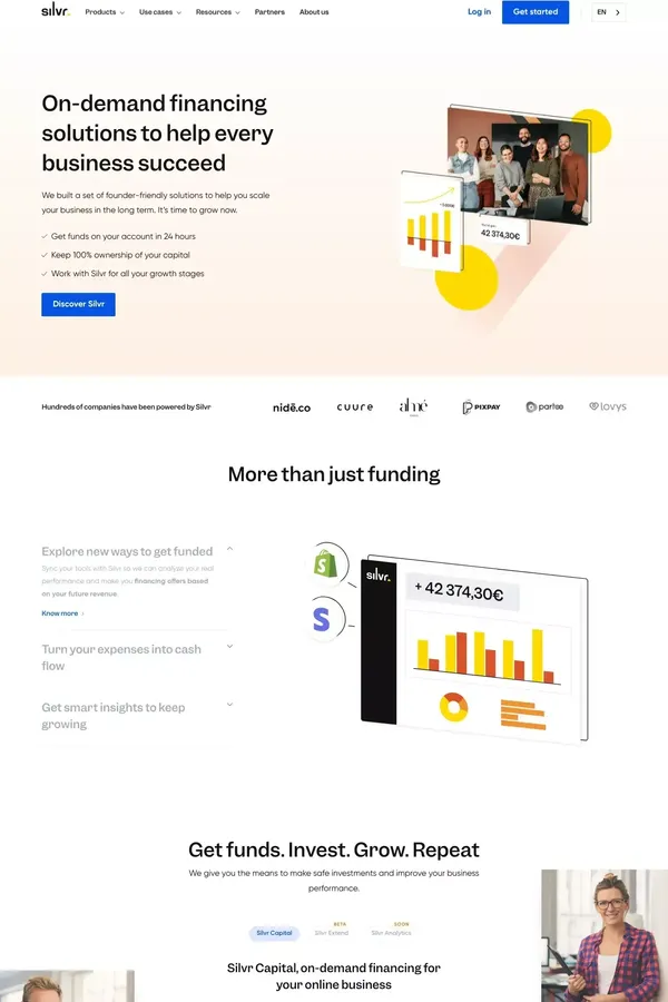 Silvr - Nous finançons votre croissance - Landing design inspiration