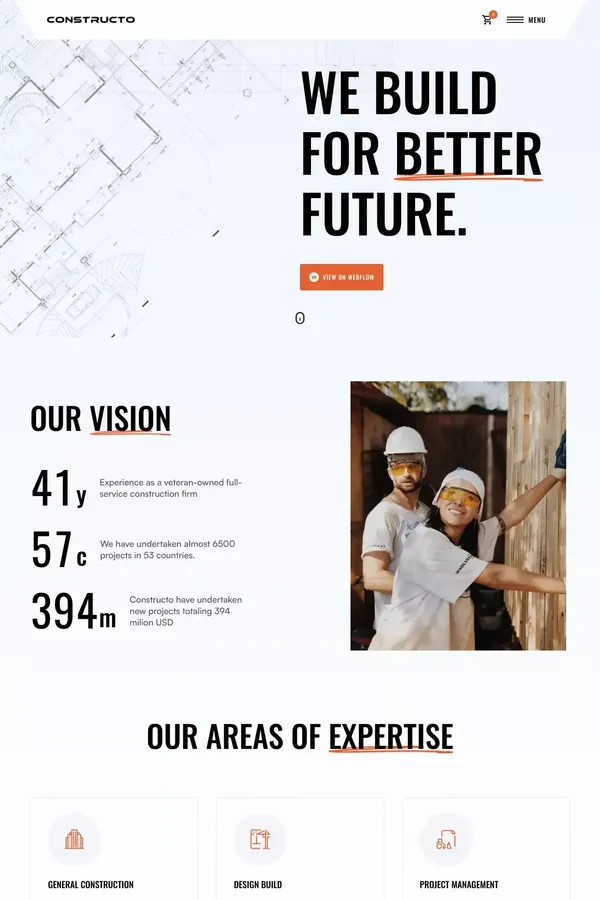 Constructo - Webflow Ecommerce website template - Template design inspiration