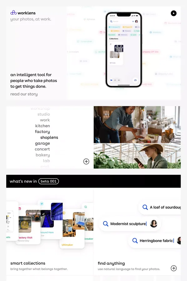 WorkLens á§ Your photos, at work. - Landing design inspiration