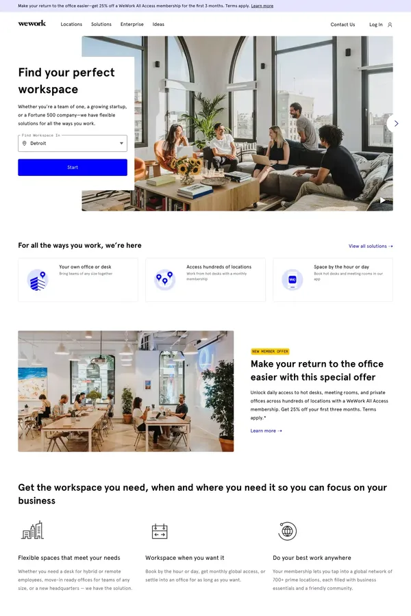WeWork | Office Space and Workspace Solutions - Landing design inspiration