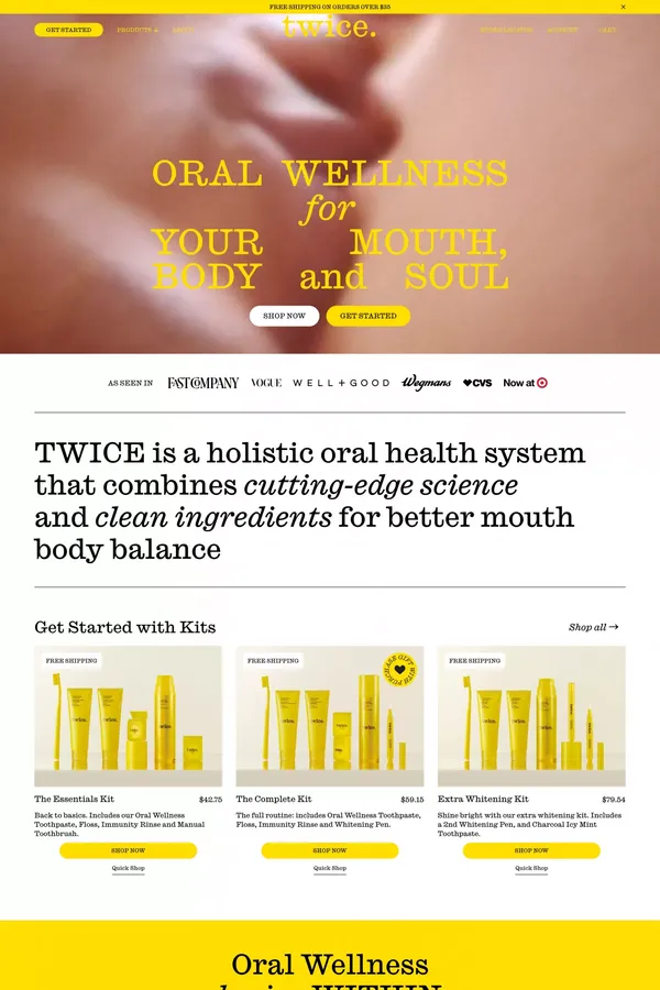 TWICE. Oral Wellness for Your Mouth, Body and Soul - Ecommerce design inspiration