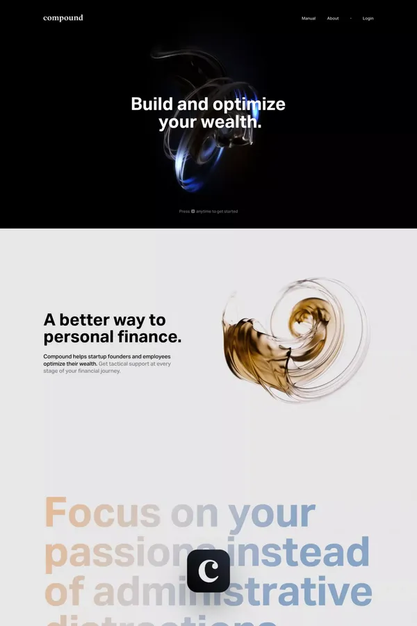 Compound - Financial Management for Startup Founders and Employees - Landing design inspiration