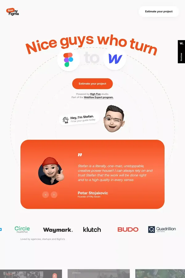 Figma to Webflow - Powered by High Five Studio - Landing design inspiration