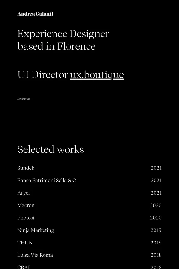 Andrea Galanti â¢ Experience Designer based in Florence - Portfolio design inspiration