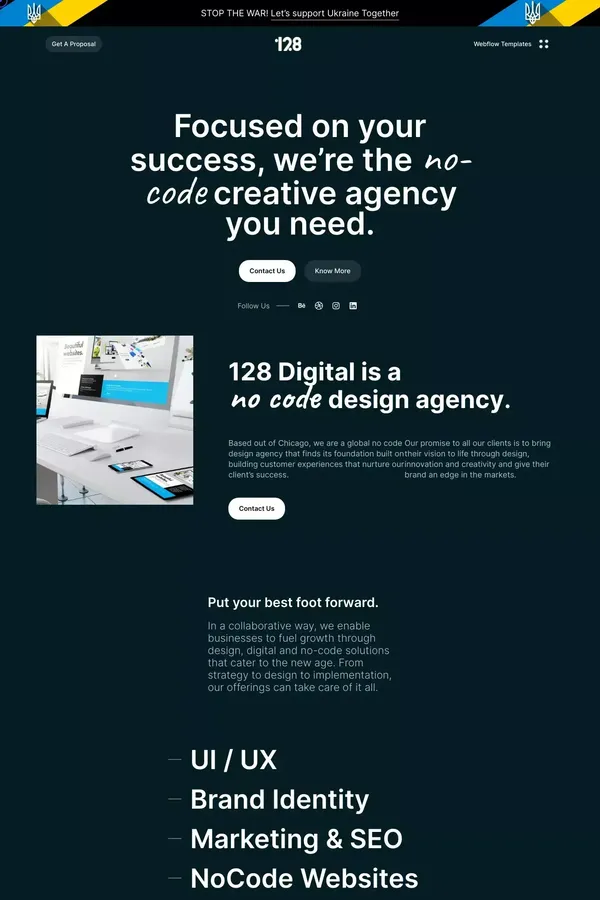 128 Digital Agency | The no code creative agency you need. - website design inspiration