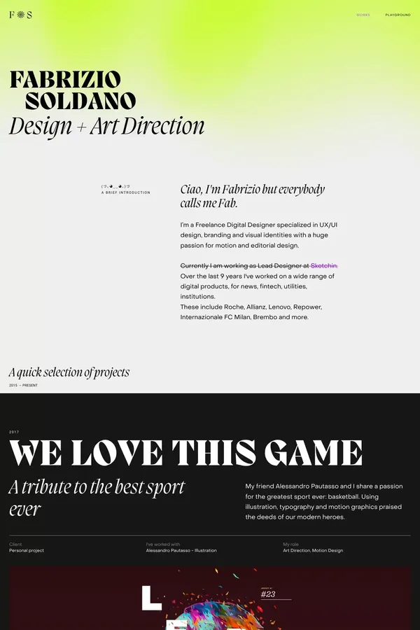 Fabrizio Soldano | Design + Art Direction - Portfolio design inspiration