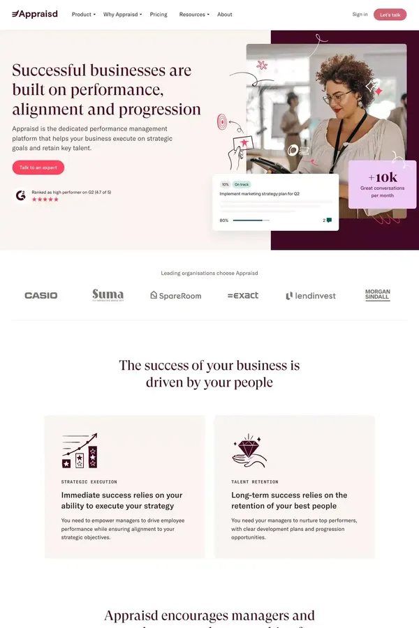 Appraisd | The dedicated performance management platform - Landing design inspiration