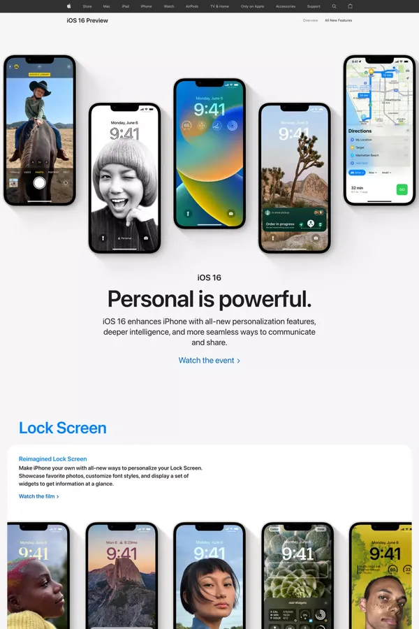 iOS 16 Preview - Apple - Landing design inspiration