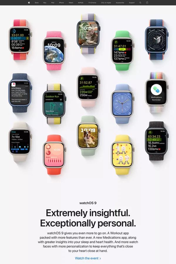 watchOS 9 Preview - Apple - Landing design inspiration