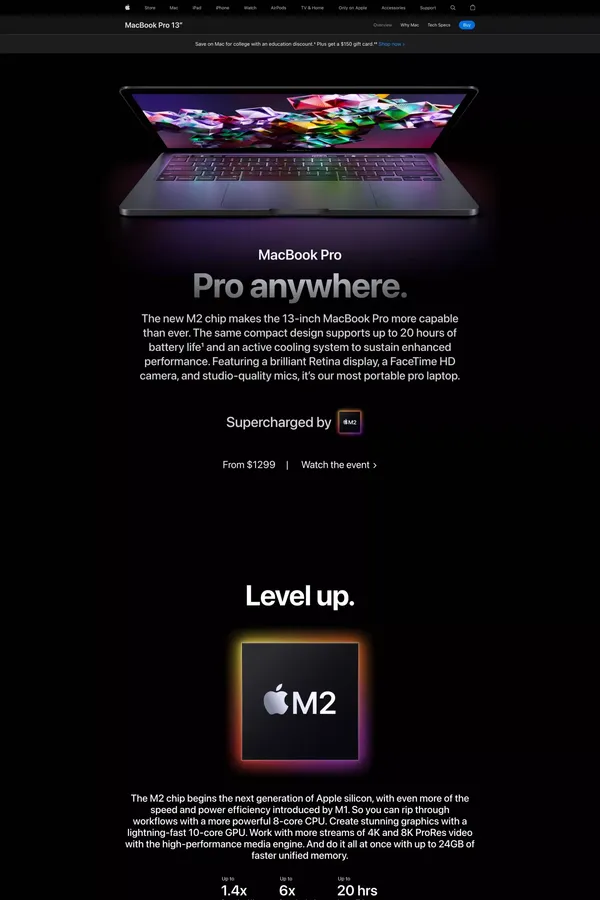 MacBook Pro 13-inch - Apple - Landing design inspiration