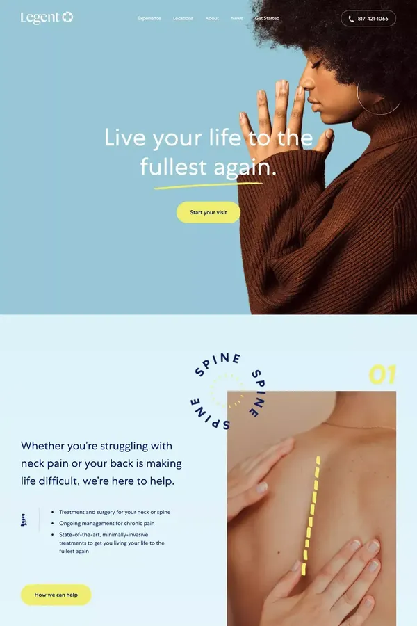 Legent Health - Landing design inspiration