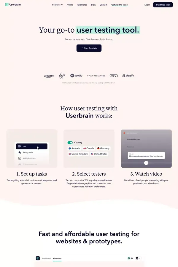 Userbrain - User testing made simple - Landing design inspiration