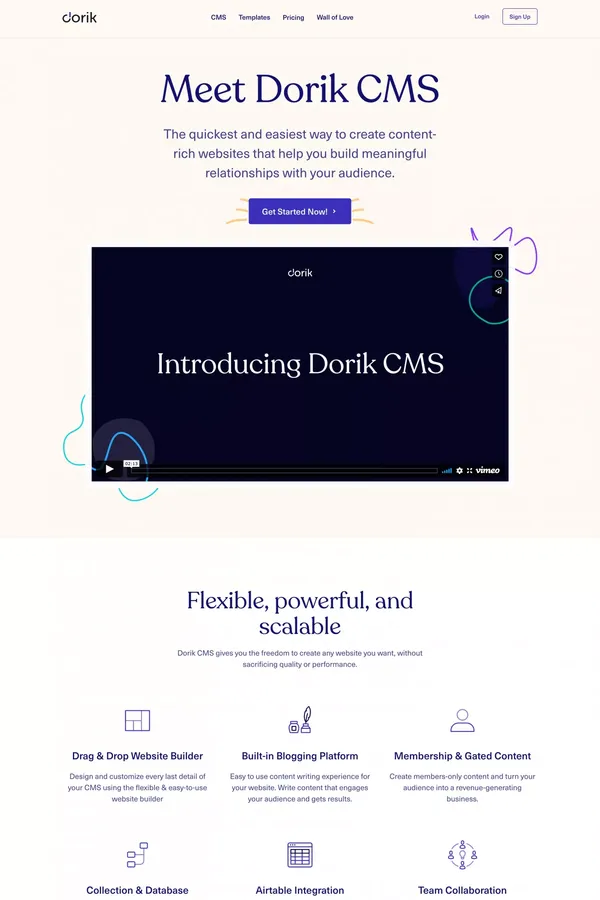 Simple, affordable, and flexible white-label CMS platform - Dorik - Landing design inspiration
