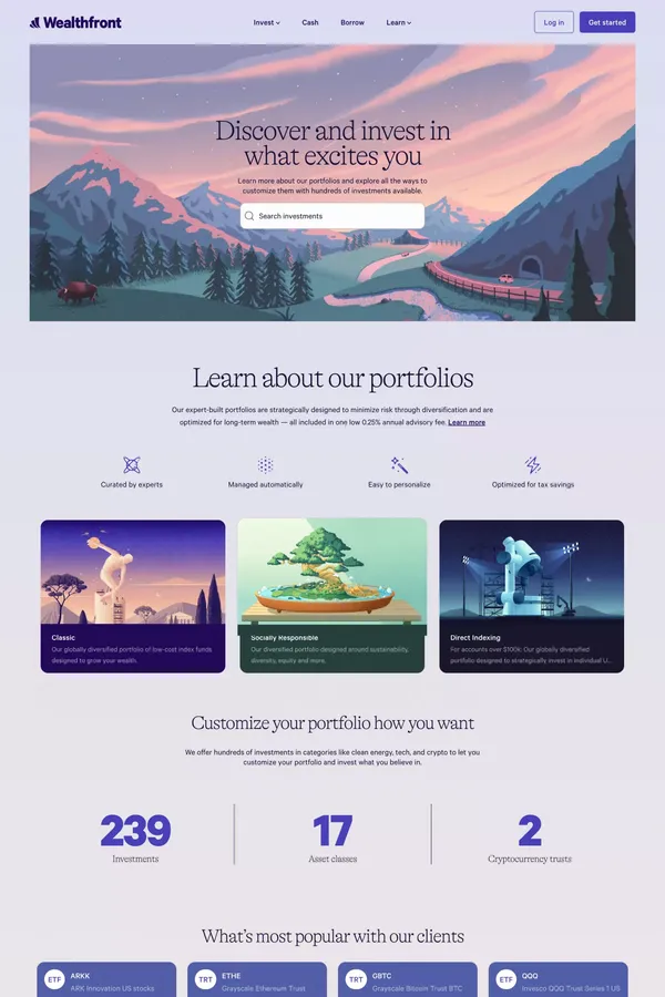 Make Wealth Your Own | Wealthfront - Landing design inspiration