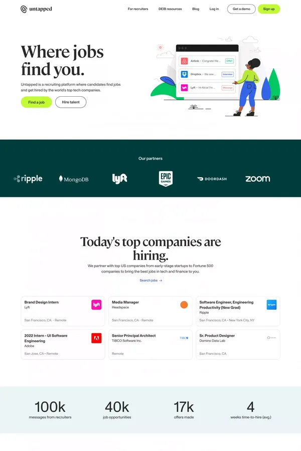 Tech Job Search and Recruiting Platform - Untapped - Landing design inspiration