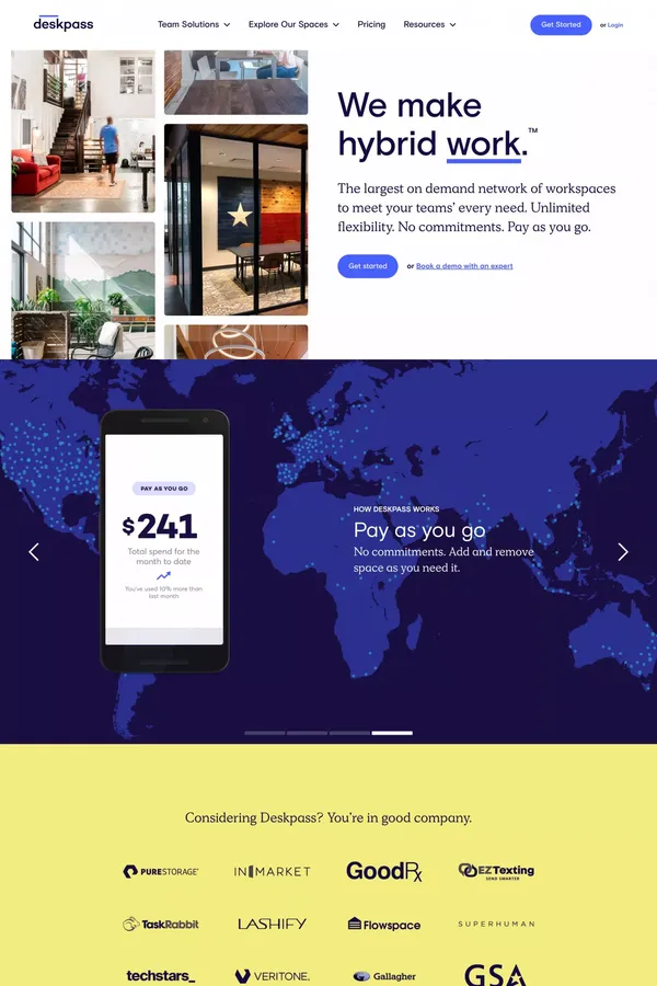 Coworking Spaces & Shared Offices | Deskpass - Landing design inspiration