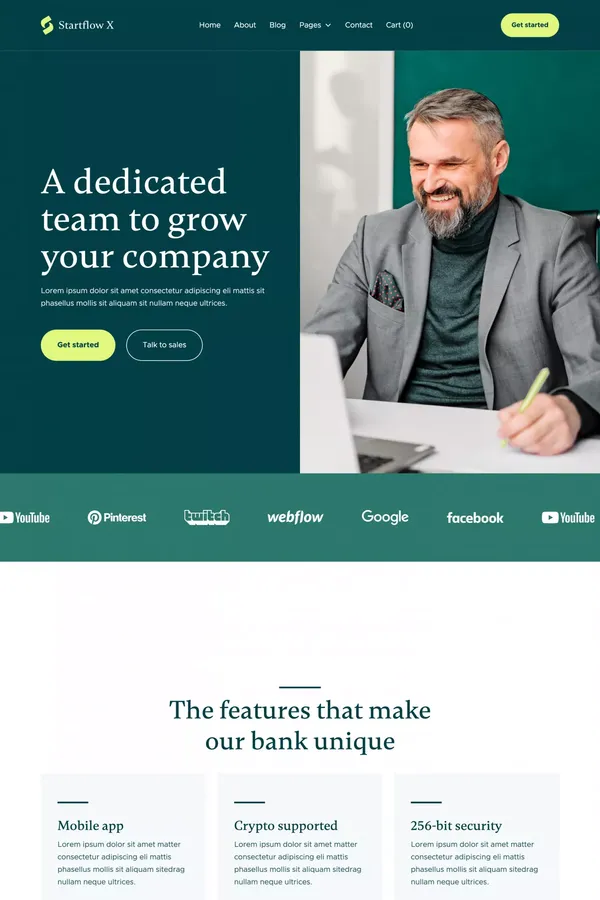 Startflow X - Webflow Ecommerce website template - Template design inspiration
