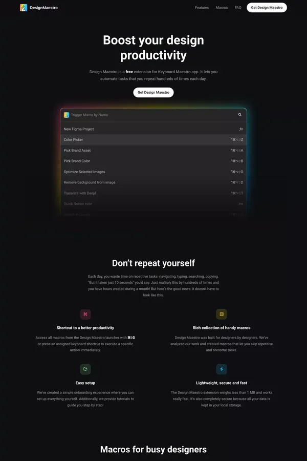 Design Maestro | Boost your design productivity - website design inspiration