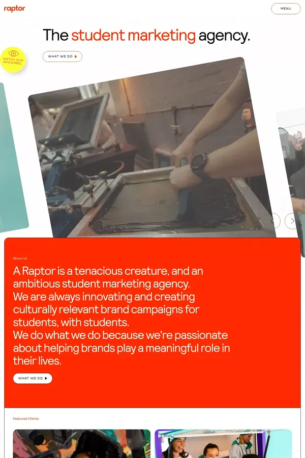 Raptor - the student marketing agency - Portfolio design inspiration