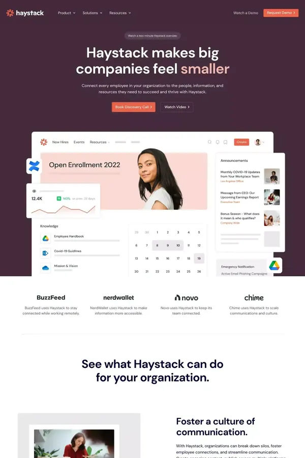 Haystack - Landing design inspiration