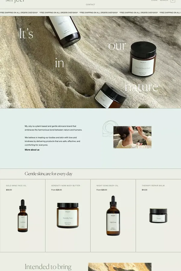 My July | It’s in our nature - Ecommerce design inspiration