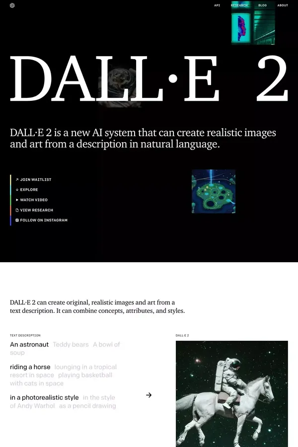 DALL·E 2 - Landing design inspiration