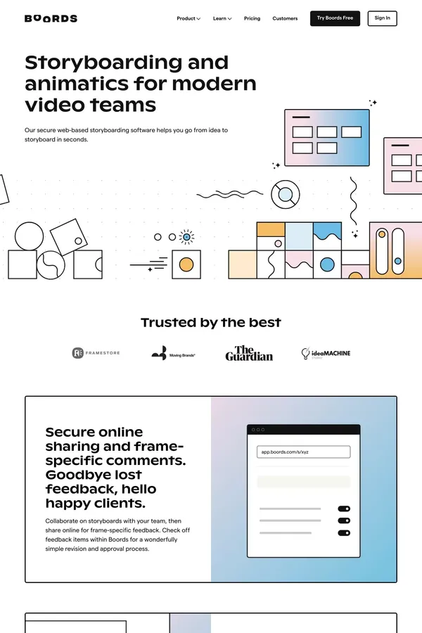 Free Online Storyboard Creator | Boords - Landing design inspiration