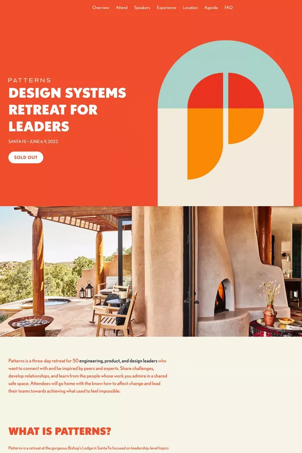 Patterns 2022 | Design Systems Retreat for Leaders - Landing design inspiration
