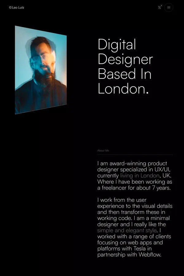 Leo Lutz - Webflow Ecommerce website template - Template design inspiration